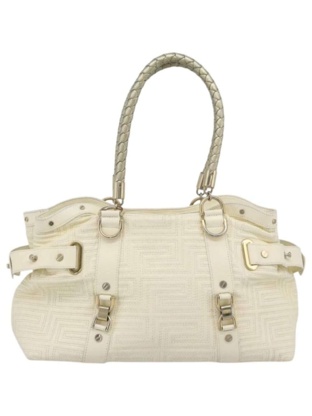 Gianni Versace Boston Bag Leather White Gold